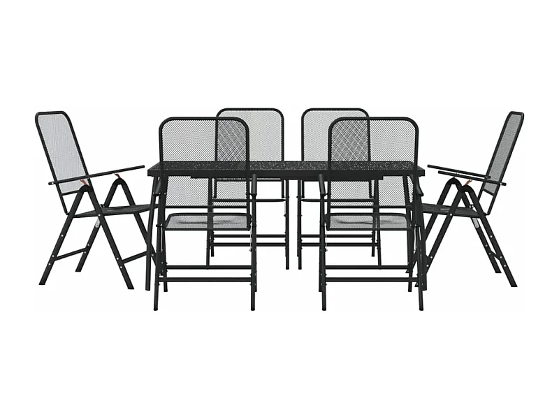 Ensemble à manger de jardin 7 pcs anthracite métal maille