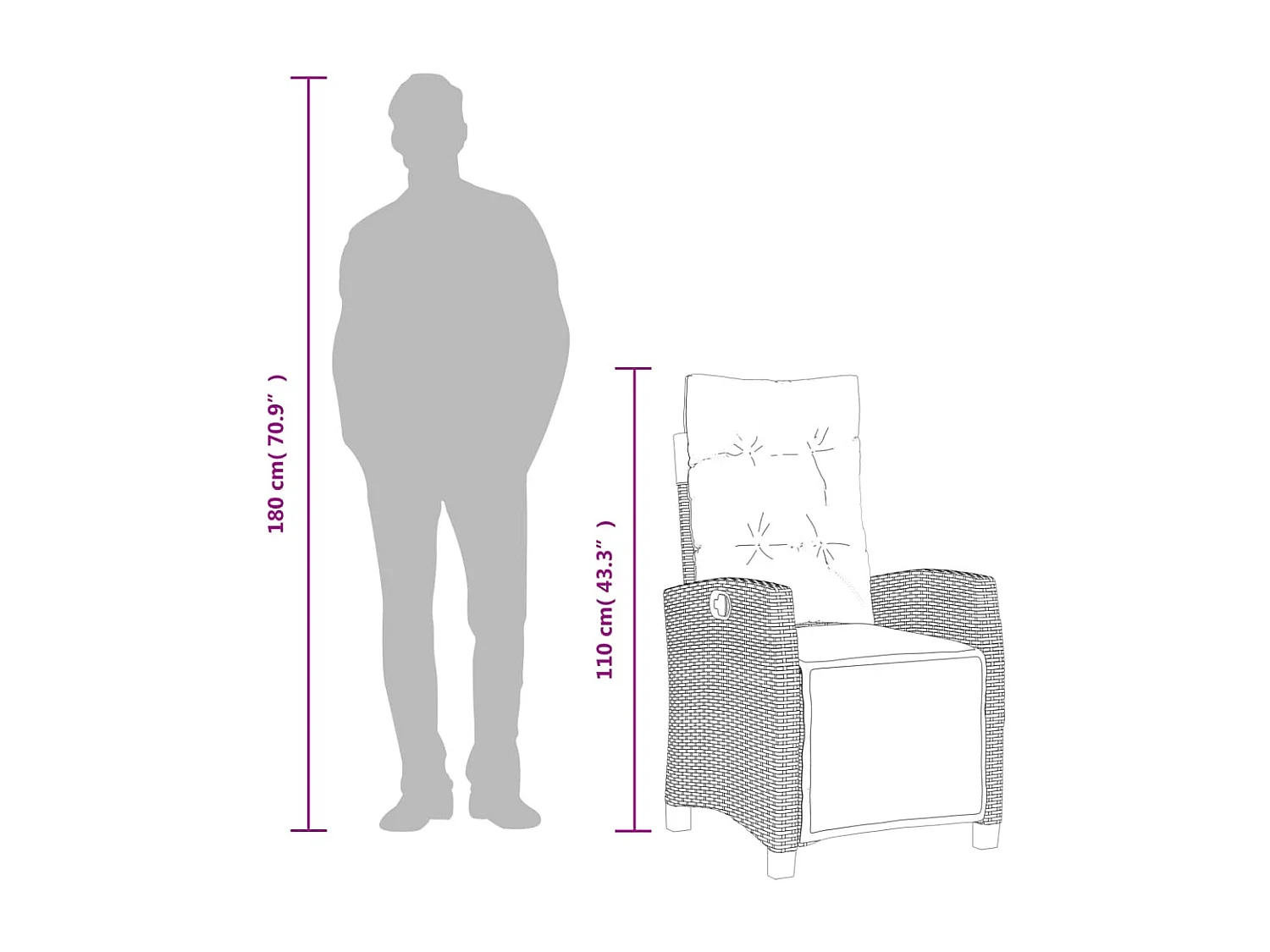 Ensemble à manger de jardin et coussins 7 pcs gris clair rotin