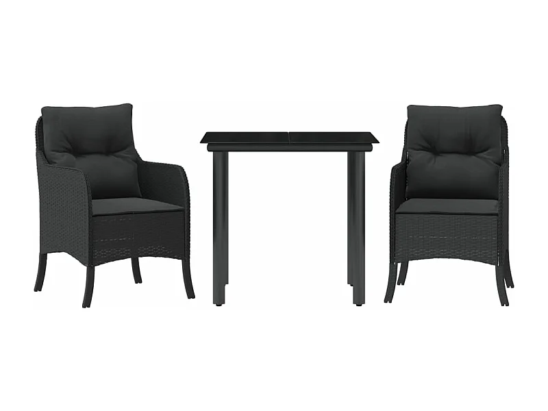Ensemble à manger de jardin avec coussins 3 pcs Noir