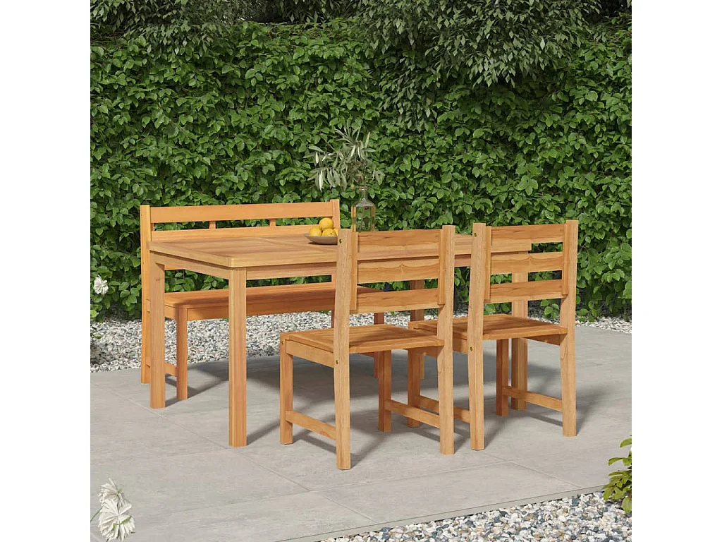 Ensemble à manger de jardin 4 pcs Bois de teck massif