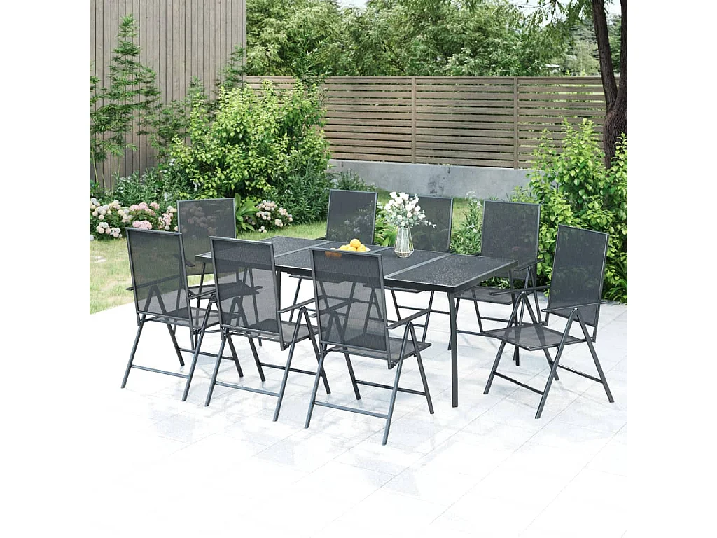 Ensemble à manger de jardin 9 pcs anthracite acier