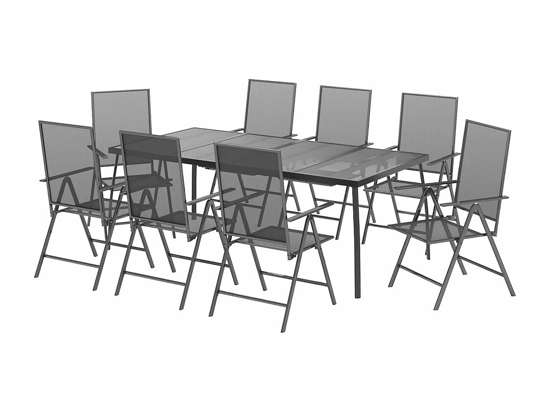 Ensemble à manger de jardin 9 pcs anthracite acier