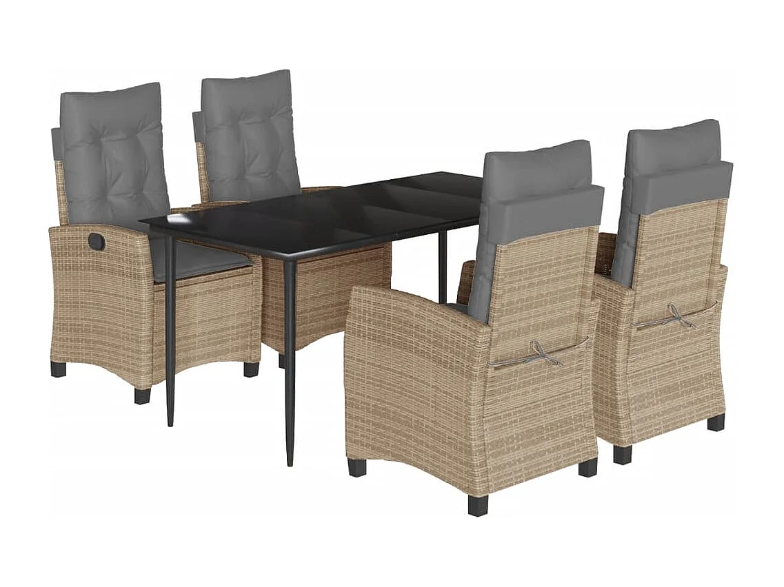 Ensemble à manger de jardin coussins 5 pcs mélange beige rotin