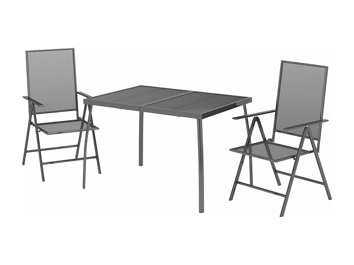 Ensemble à manger de jardin 3 pcs anthracite acier