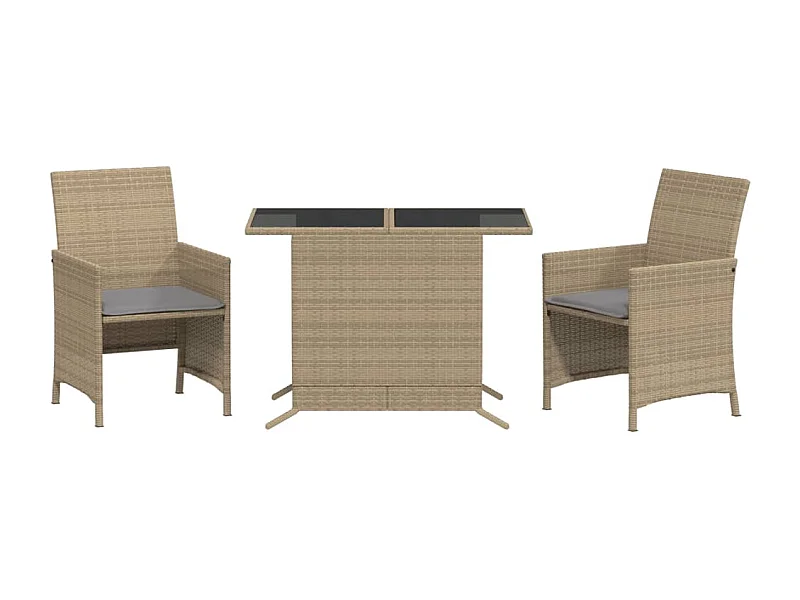 Ensemble de bistro 3 pcs coussins mélange beige résine tressée