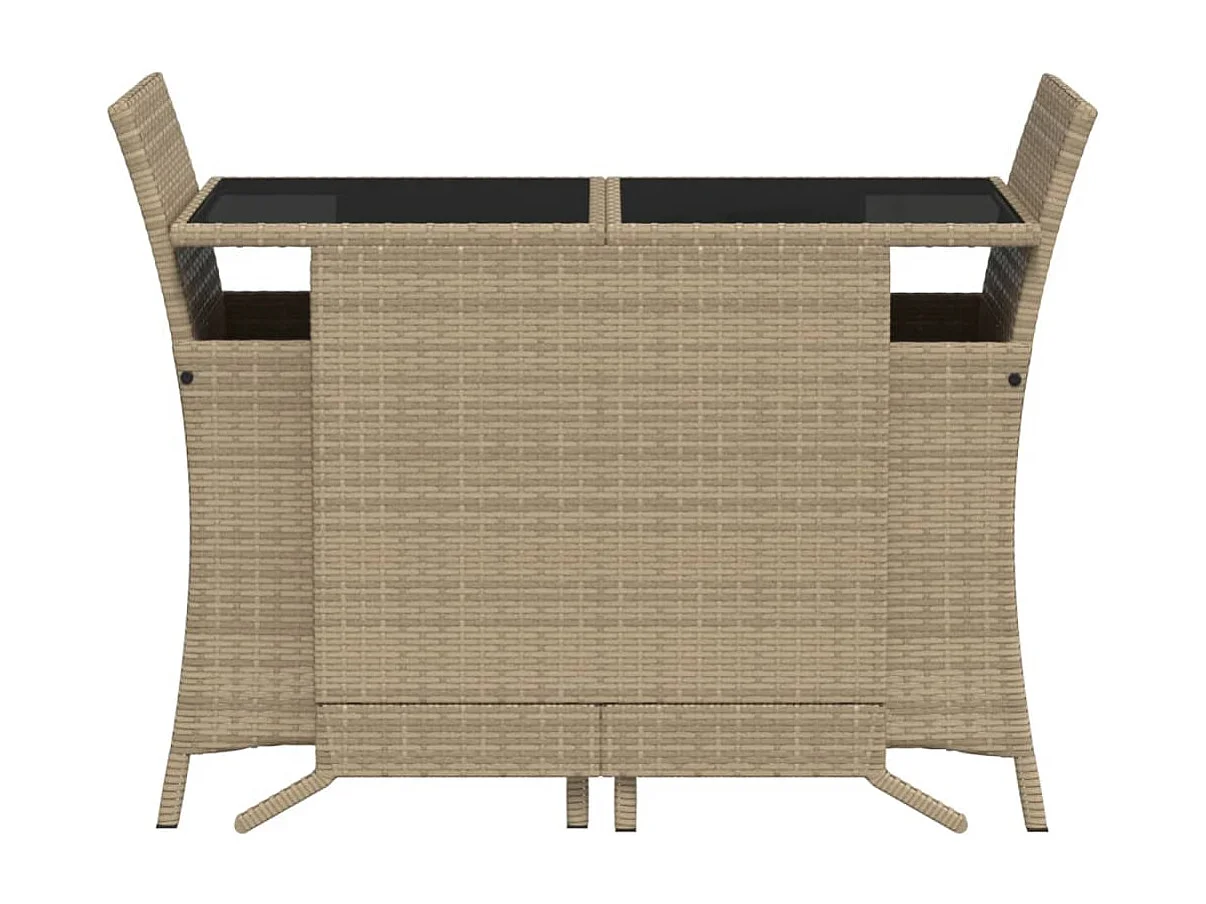 Ensemble de bistro 3 pcs coussins mélange beige résine tressée