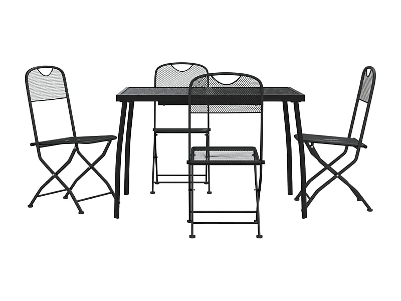 Ensemble à manger de jardin 5 pcs anthracite métal maille