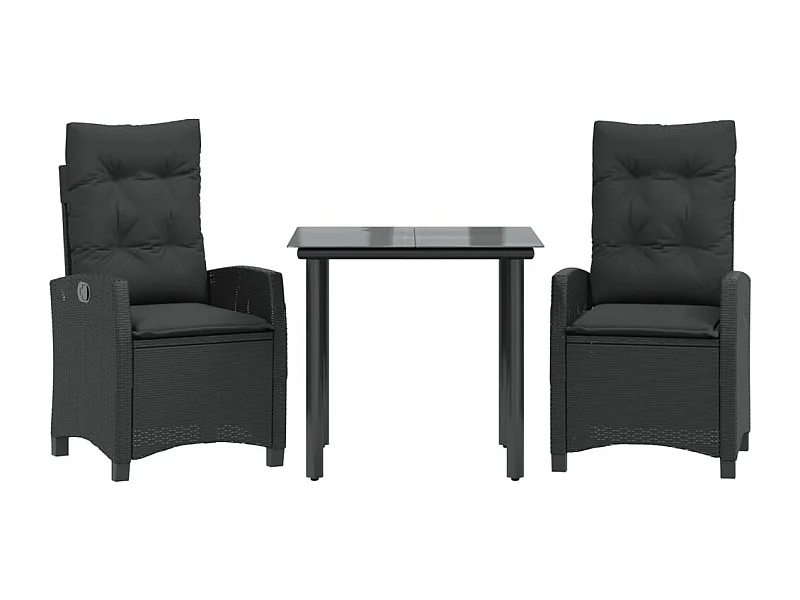 Ensemble à manger de jardin avec coussins 3 pcs Noir