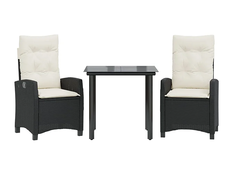 Ensemble à manger de jardin avec coussins 3 pcs Noir