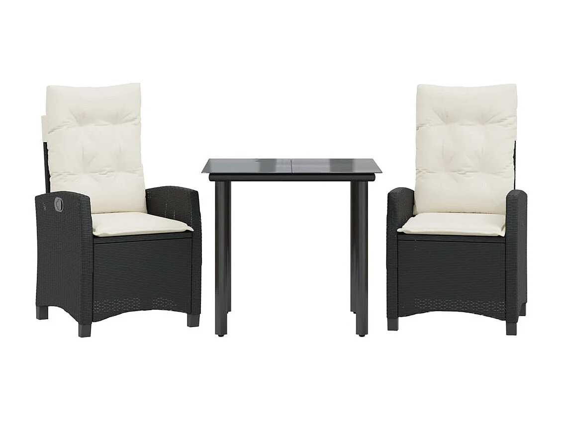 Ensemble à manger de jardin avec coussins 3 pcs Noir