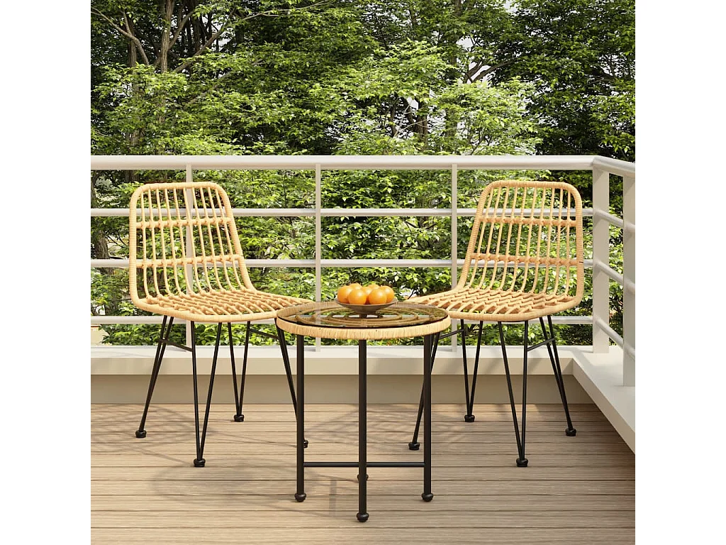 Ensemble à manger de jardin 3 pcs Résine tressée