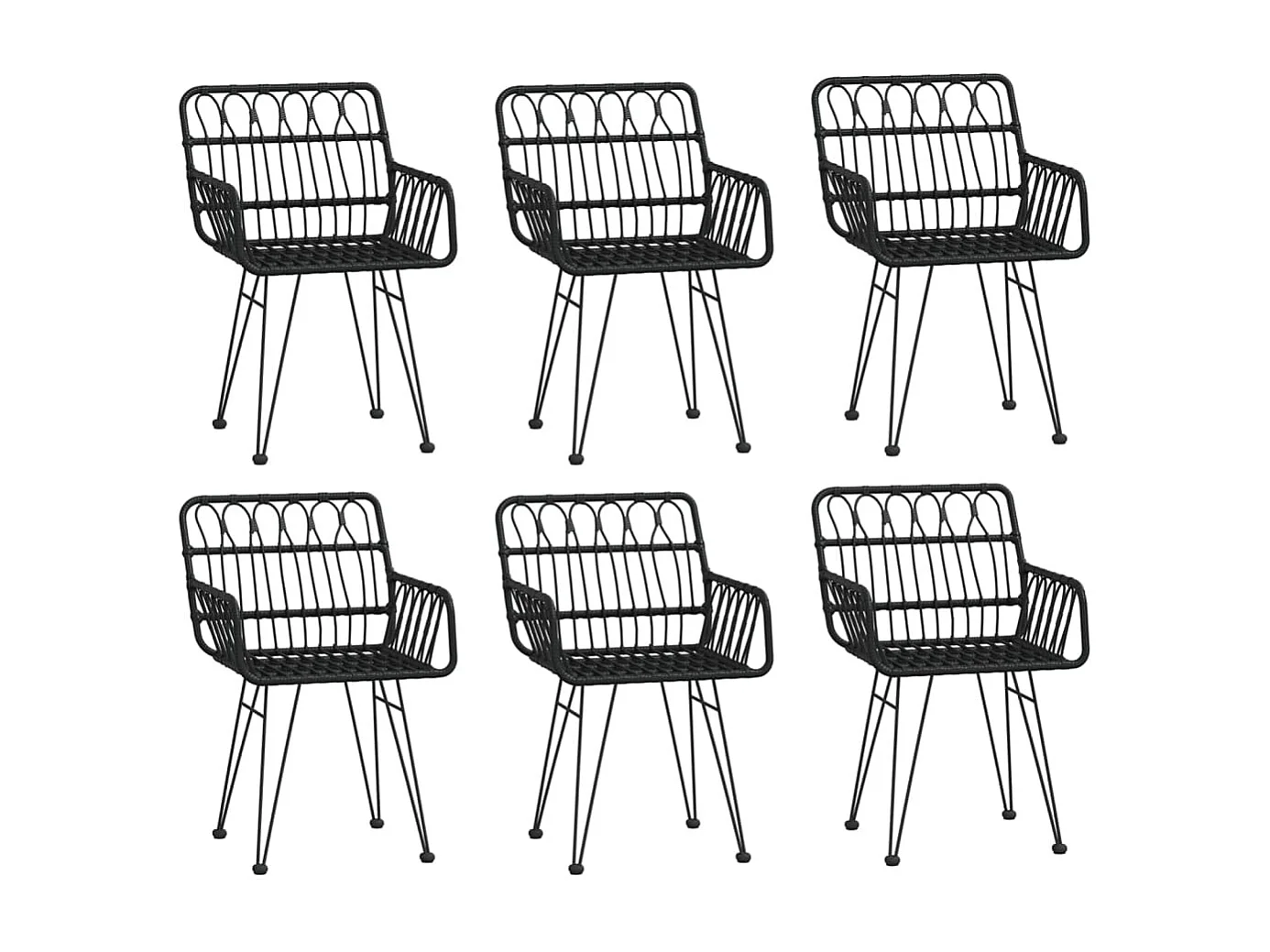 Ensemble à manger de jardin 7 pcs Noir Résine tressée