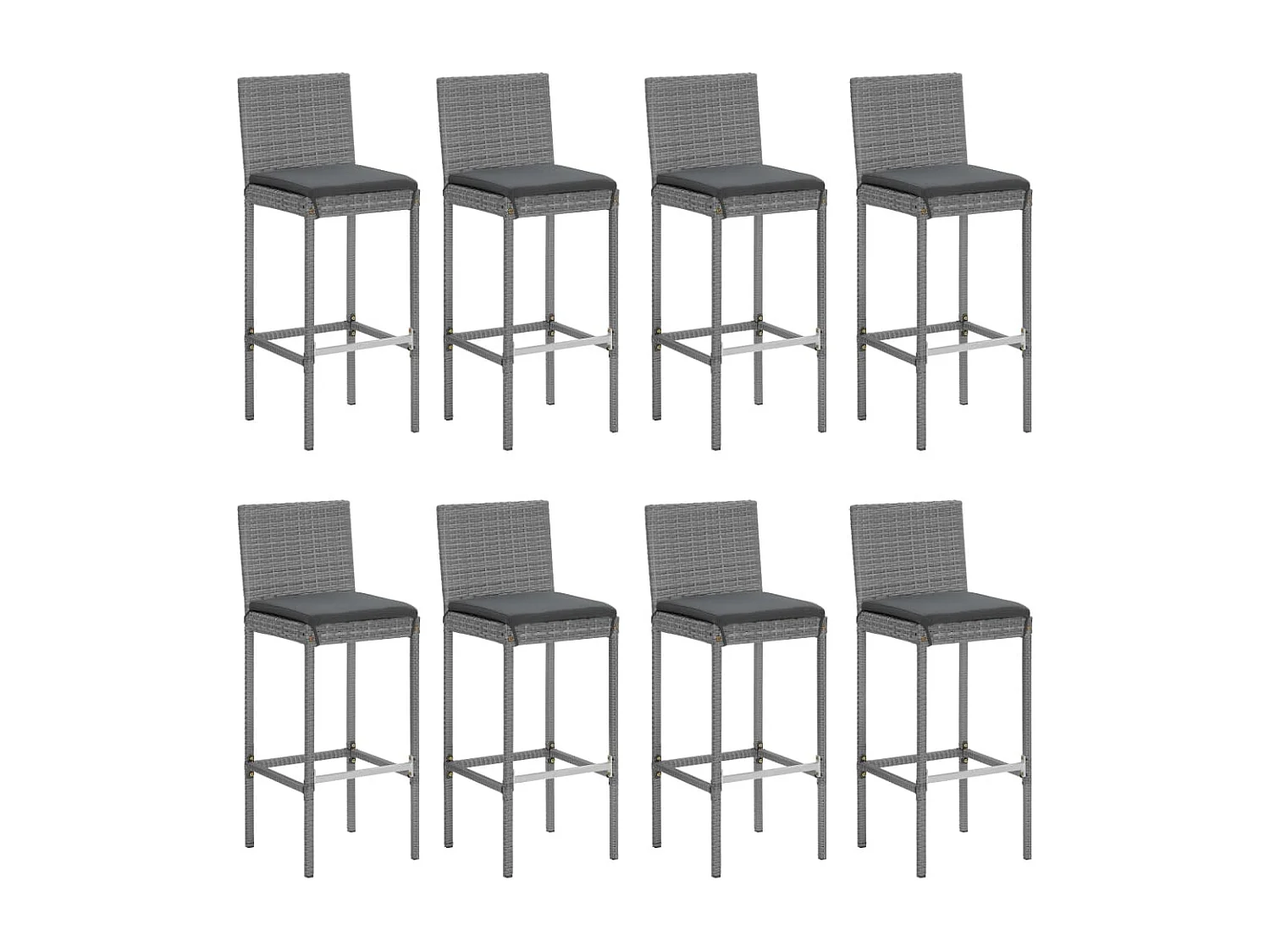 Ensemble de bar de jardin 9 pcs avec coussins gris poly rotin