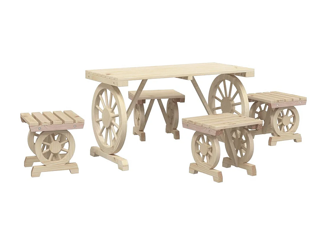 Ensemble à manger de jardin 5 pcs bois de sapin massif