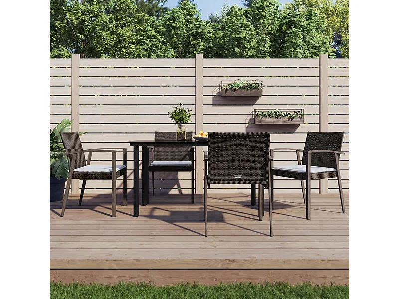 Ensemble à manger de jardin 5 pcs coussins résine tressée acier