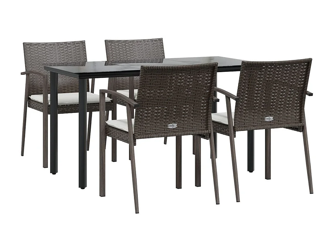 Ensemble à manger de jardin 5 pcs coussins résine tressée acier