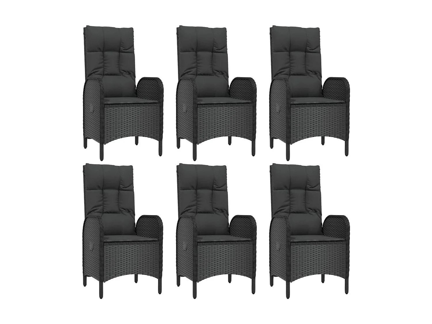 Ensemble à manger de jardin coussins 7pcs Noir Résine tressée