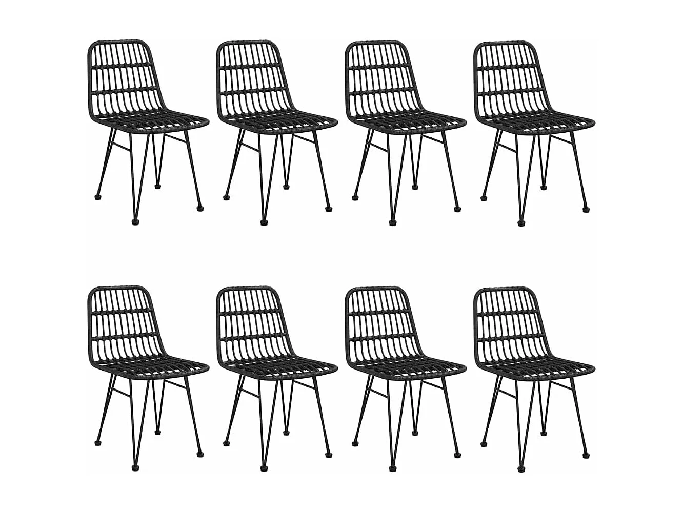 Ensemble à manger de jardin 9 pcs Noir Résine tressée