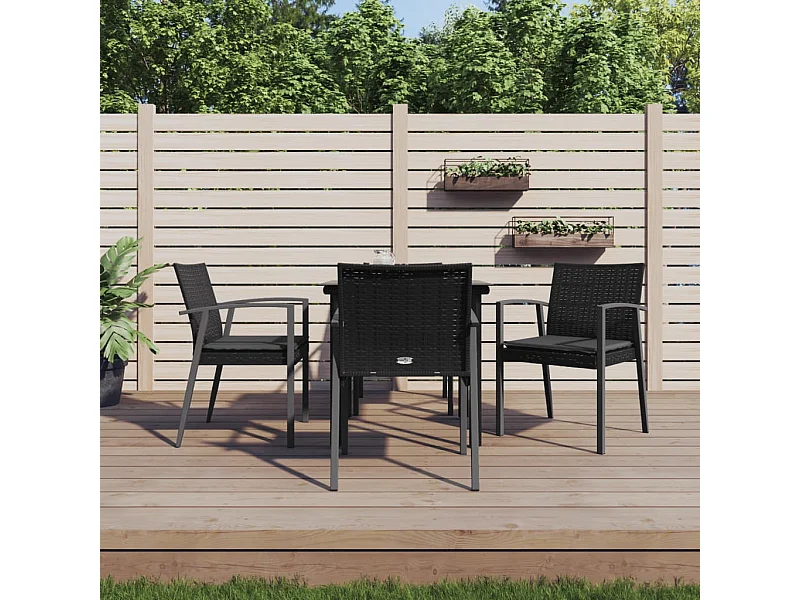 Ensemble à manger de jardin 5 pcs coussins résine tressée acier