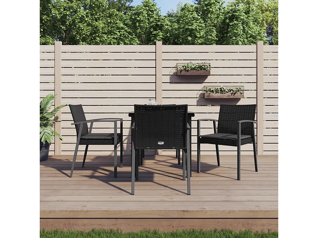 Ensemble à manger de jardin 5 pcs coussins résine tressée acier