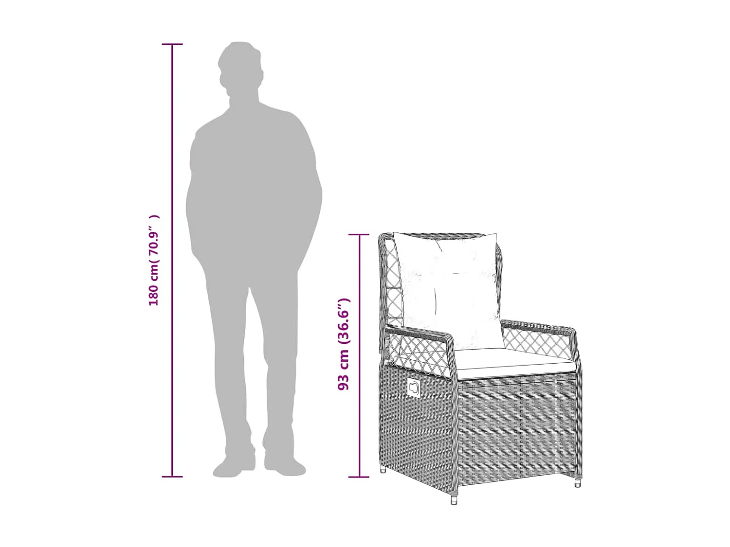 Ensemble à manger de jardin et coussins 5 pcs gris clair rotin