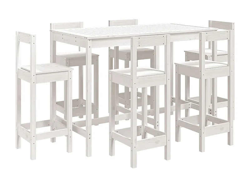 Ensemble de bar de jardin 7 pcs blanc bois de pin massif