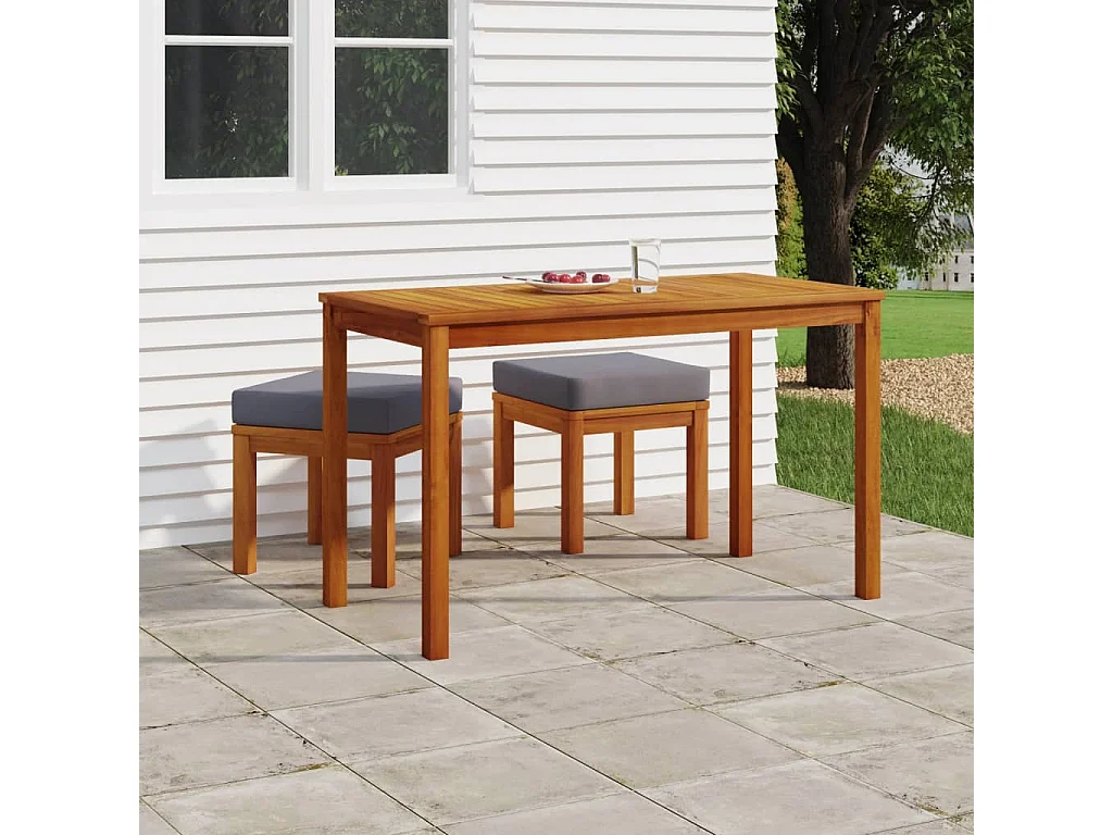 Ensemble à manger de jardin 3 pcs et coussins Acacia solide