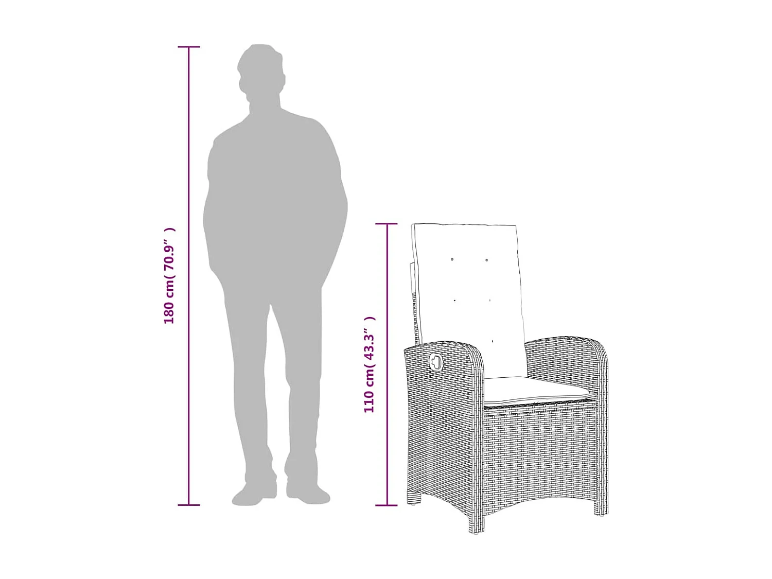 Ensemble à manger de jardin et coussins 7 pcs gris rotin