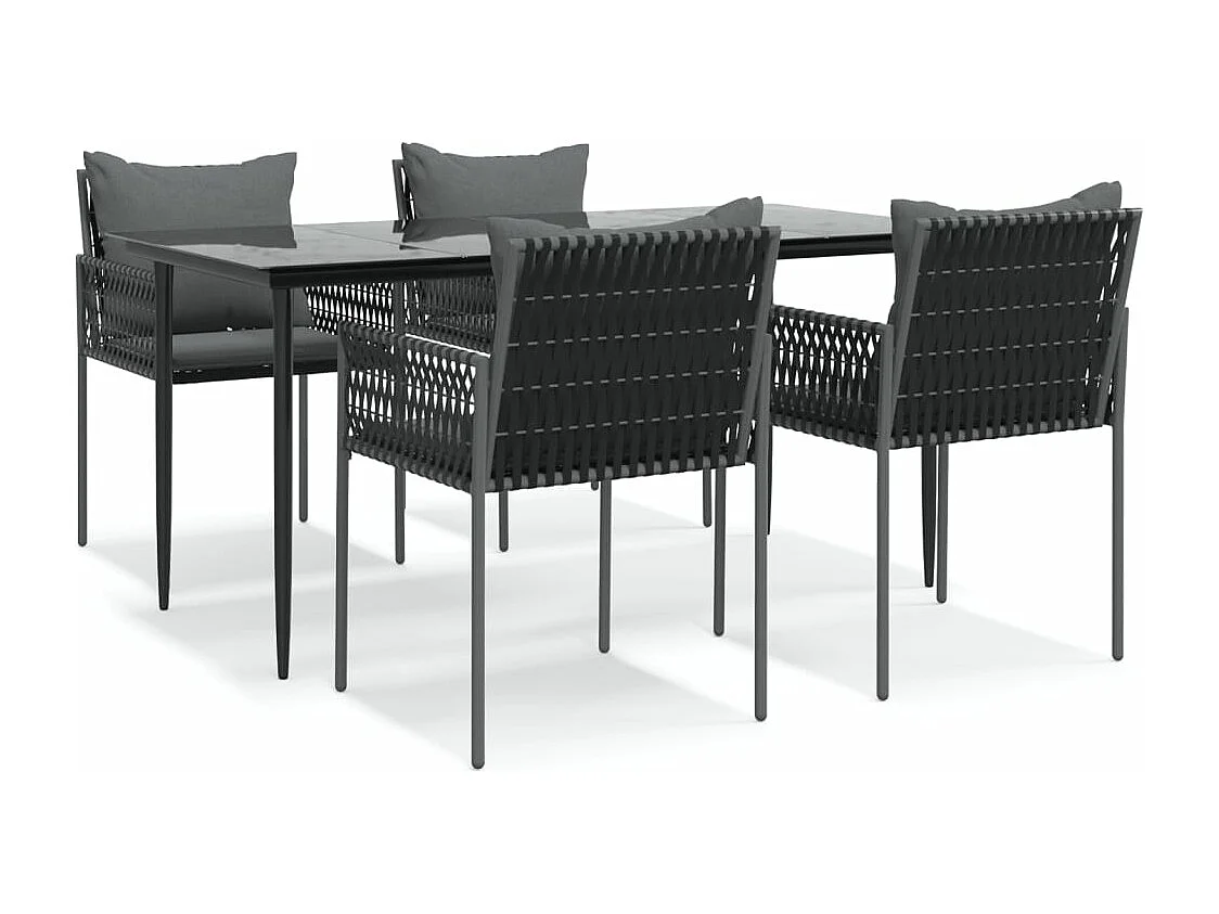 Ensemble à manger de jardin 5 pcs coussins résine tressée acier