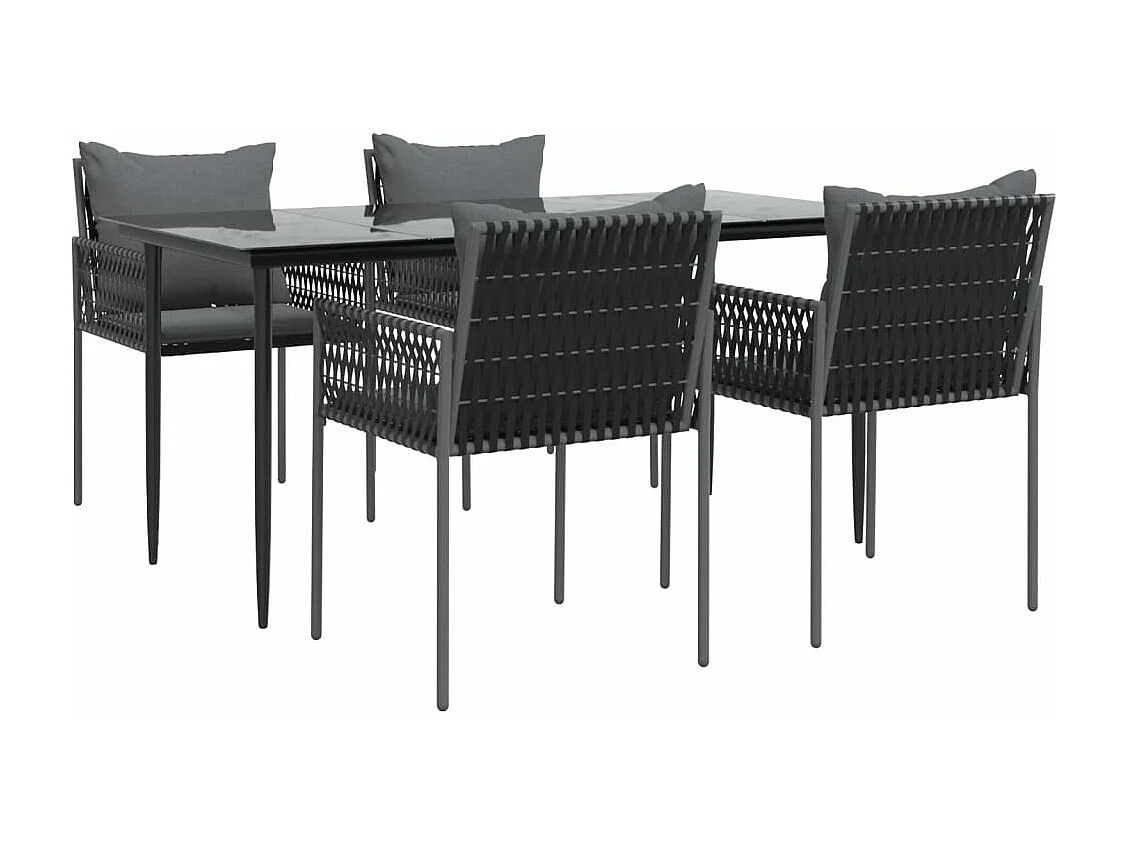 Ensemble à manger de jardin 5 pcs coussins résine tressée acier