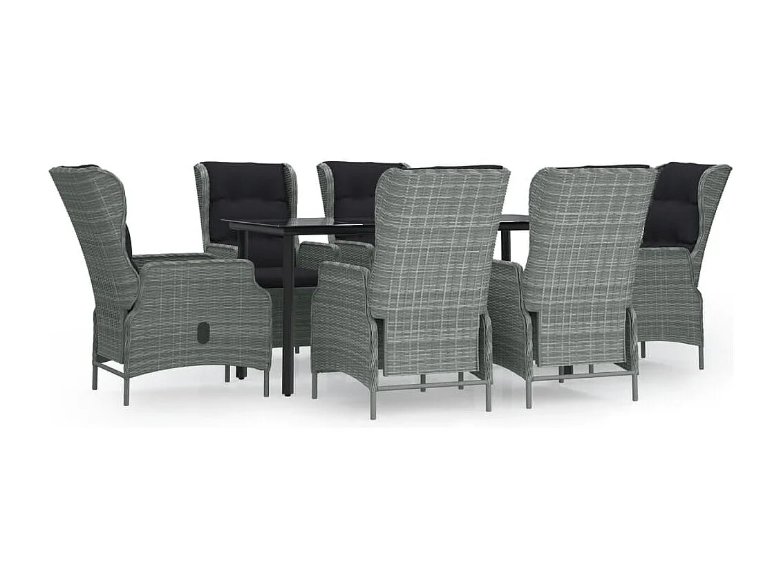 Ensemble à manger de jardin 7 pcs Gris clair Résine tressée