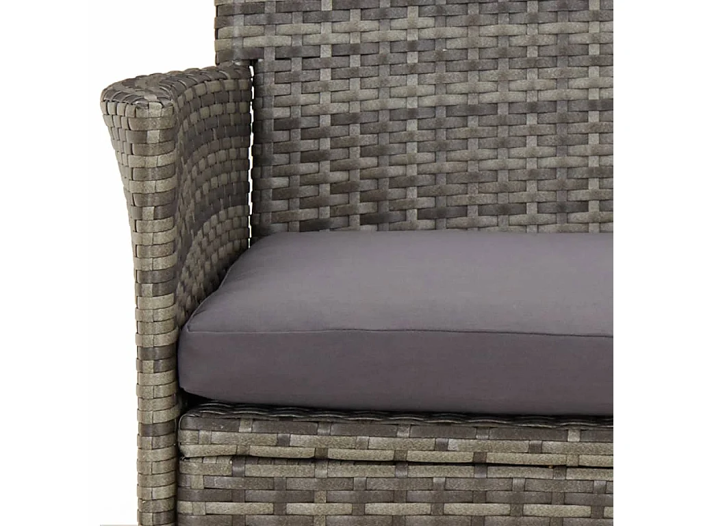 Ensemble de bistro de jardin 3 pcs coussins gris poly rotin