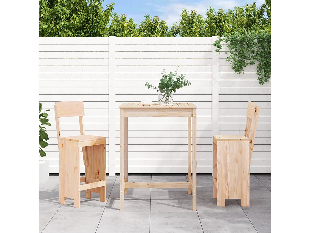 Ensemble de bar de jardin 3 pcs bois de pin massif