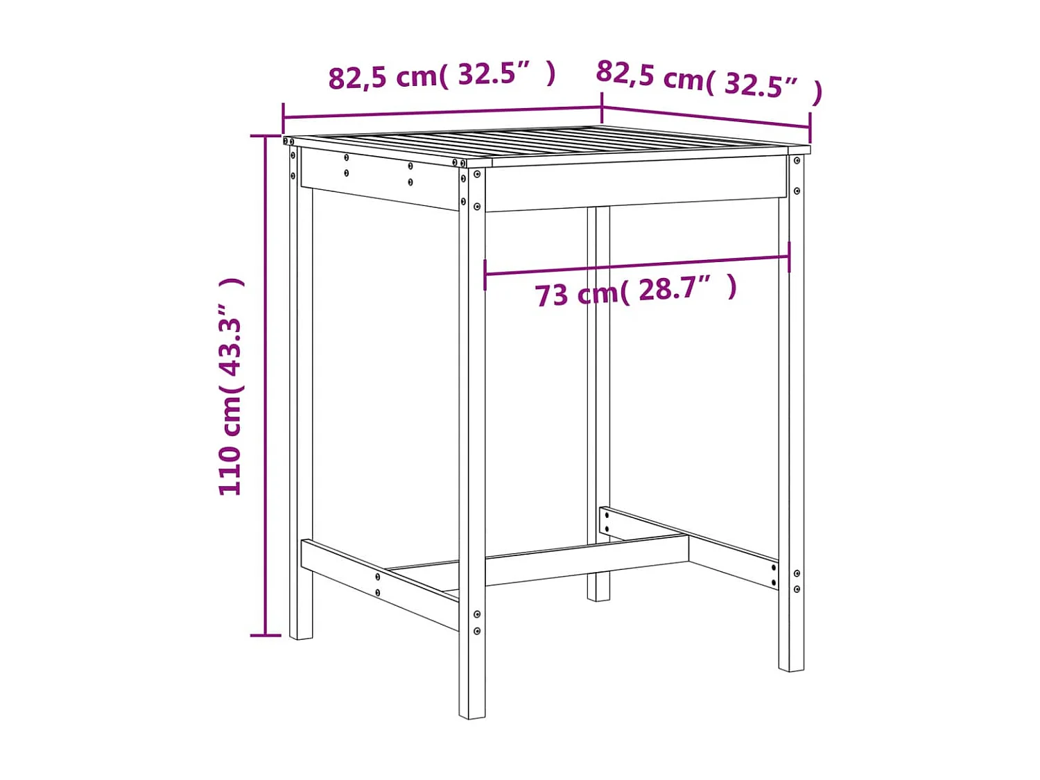 Ensemble de bar de jardin 3 pcs marron miel bois pin massif