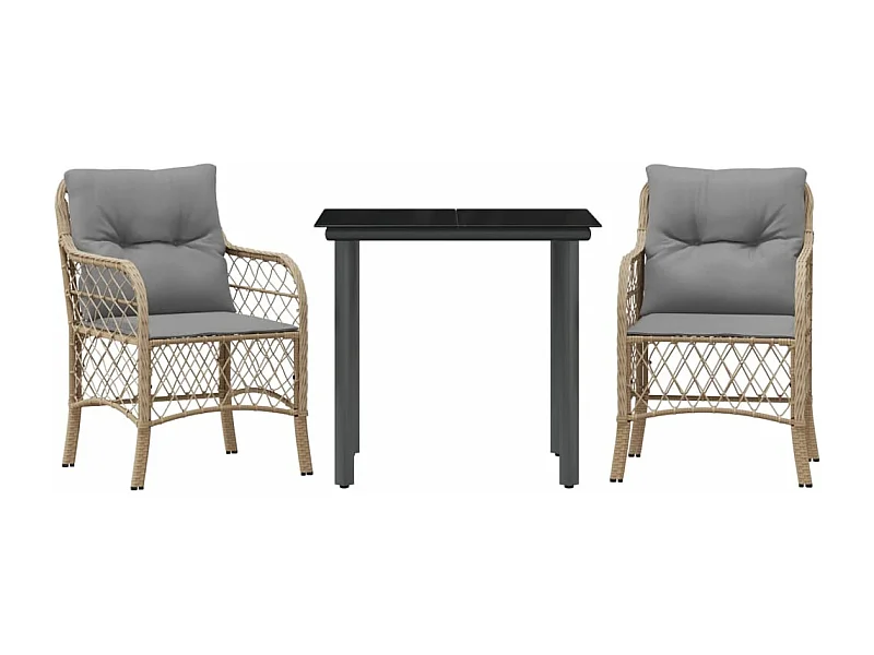 Ensemble de bistro 3 pcs coussins mélange beige résine tressée