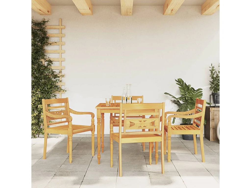 Ensemble à manger de jardin 5 pcs Bois de teck massif
