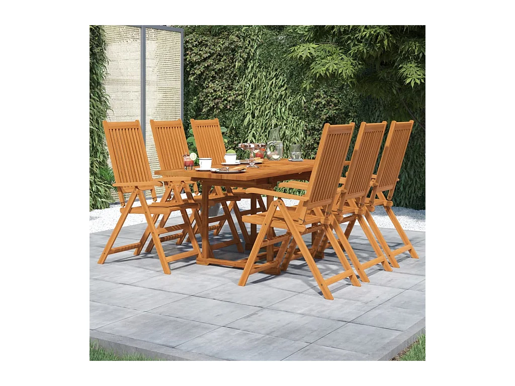 Ensemble de salle à manger de jardin 7 pcs Bois d'acacia massif 4