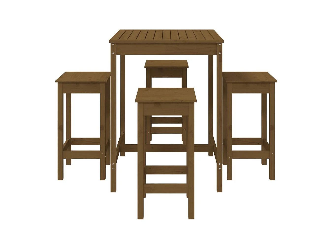 Ensemble de bar de jardin 5 pcs marron miel bois de pin massif