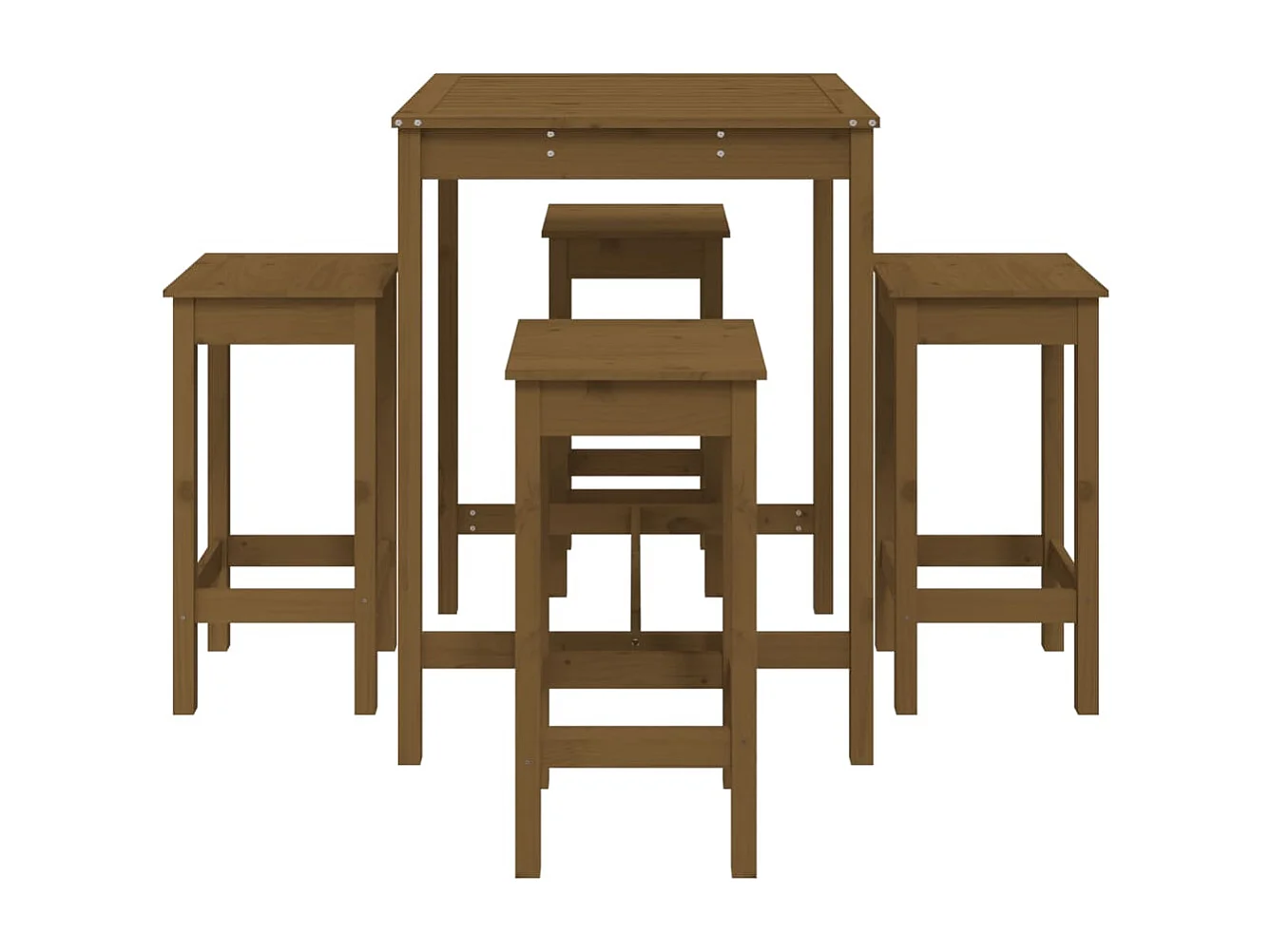 Ensemble de bar de jardin 5 pcs marron miel bois de pin massif