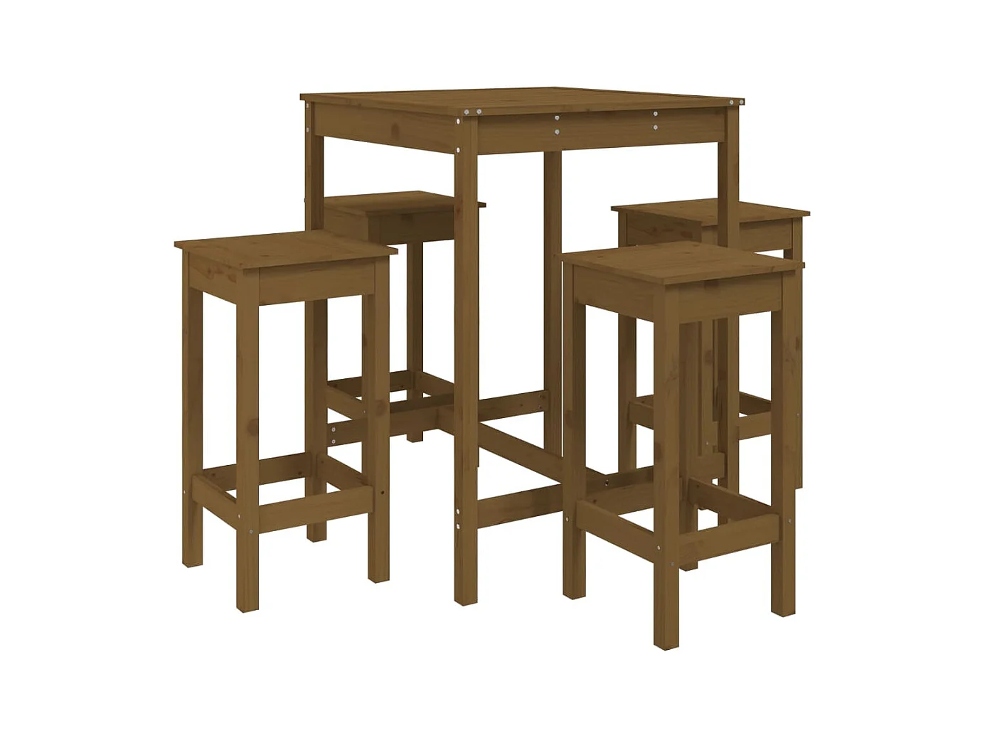 Ensemble de bar de jardin 5 pcs marron miel bois de pin massif