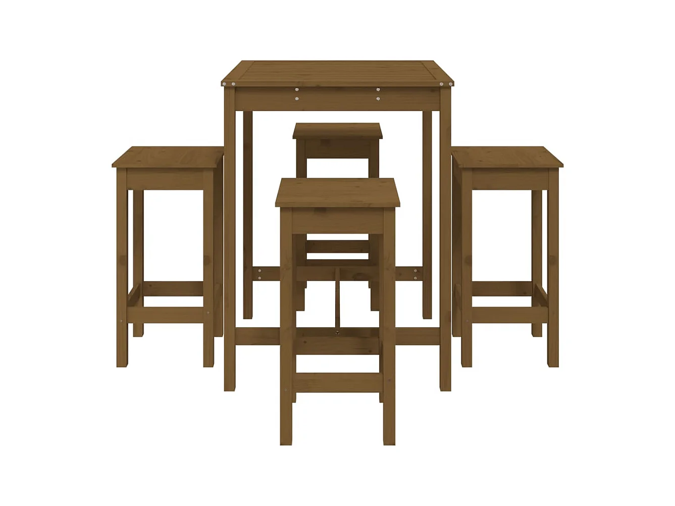 5-delige Tuinbarset massief grenenhout honingbruin