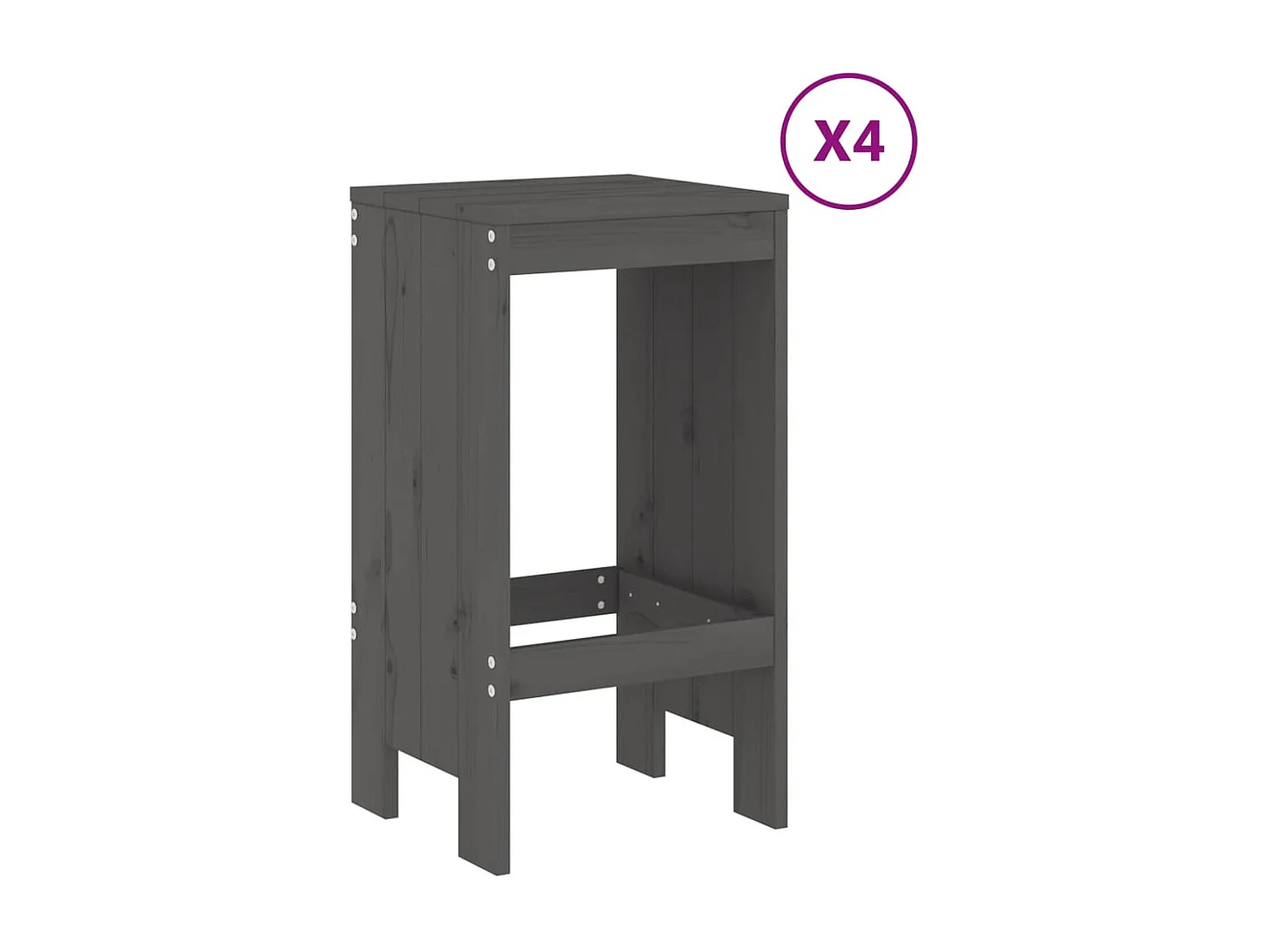 Ensemble de bar de jardin 5 pcs gris bois de pin massif