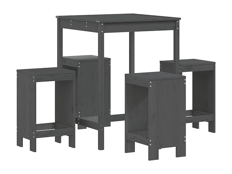 Ensemble de bar de jardin 5 pcs gris bois de pin massif