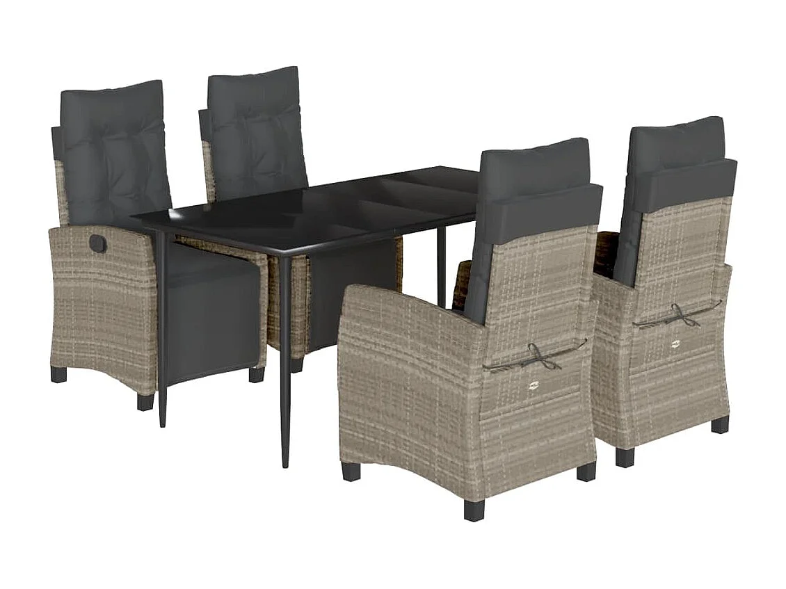 Ensemble à manger de jardin et coussins 5 pcs gris clair rotin