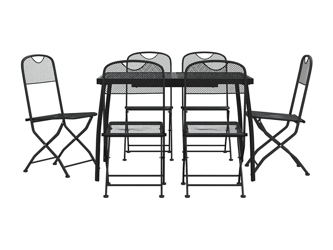 Ensemble à manger de jardin 7 pcs anthracite métal maille