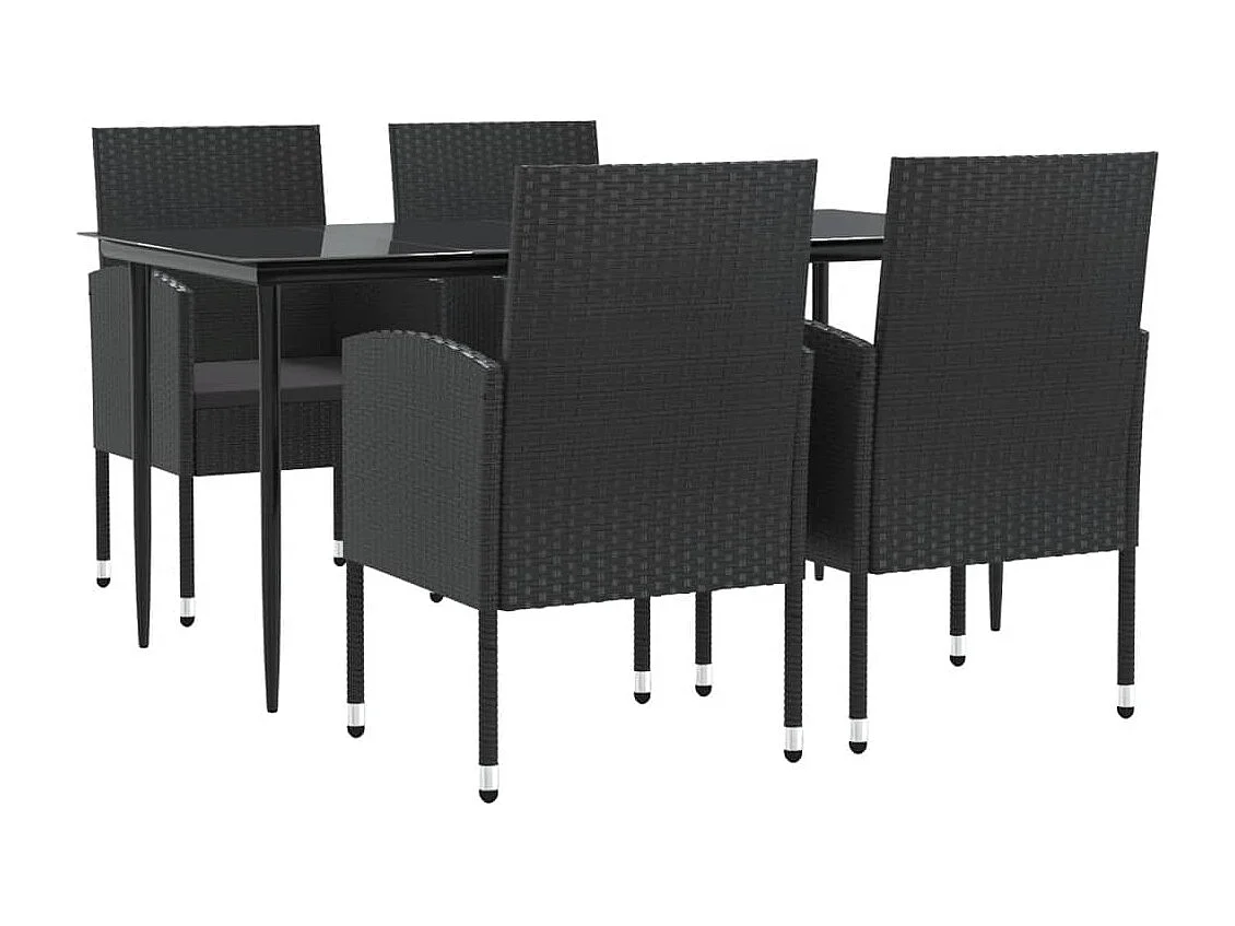 Ensemble à manger de jardin 5 pcs noir résine tressée et acier