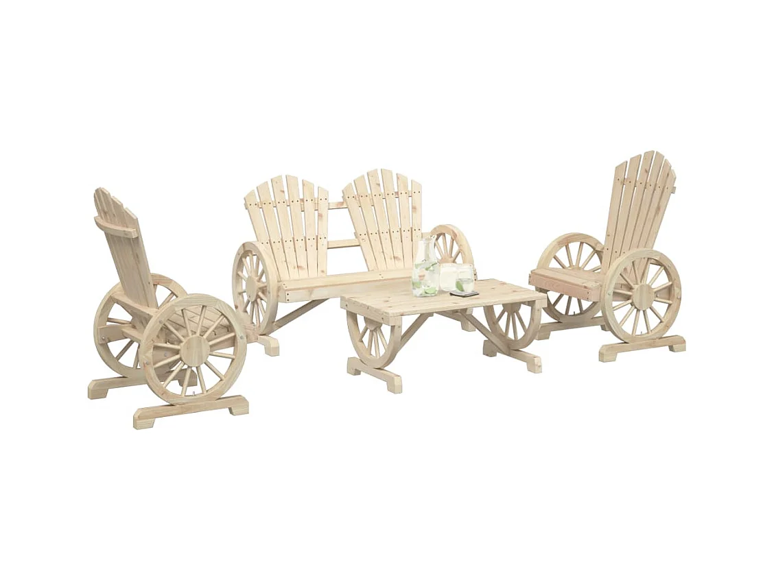 Salon de jardin 4 pcs bois de sapin massif