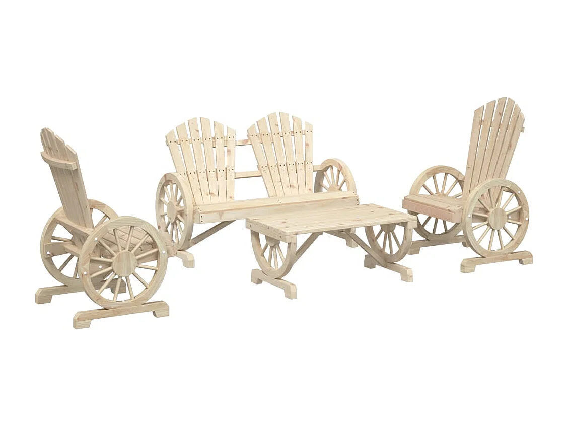 Salon de jardin 4 pcs bois de sapin massif