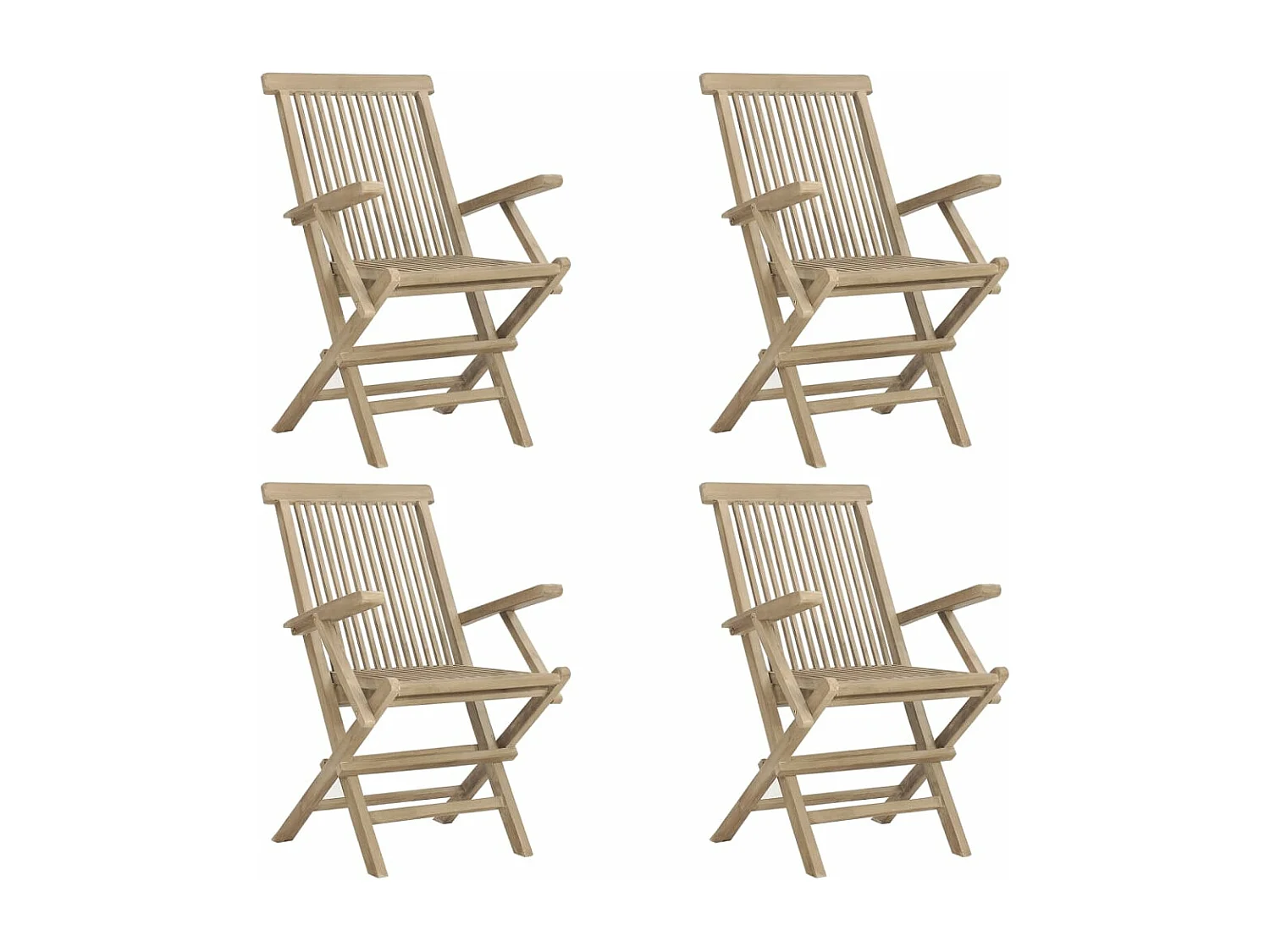Salon de jardin 5 pcs gris bois de teck massif