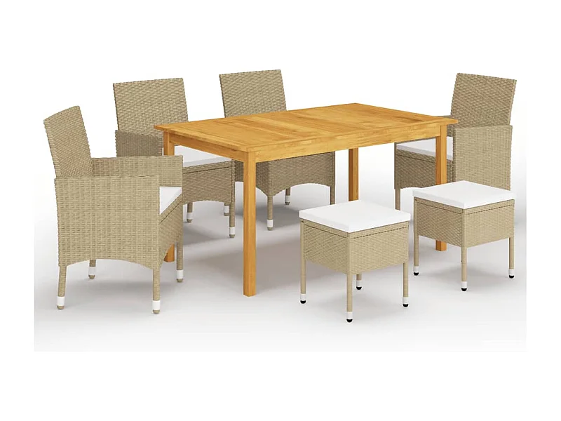 Ensemble de salle à manger de jardin 7 pcs Beige 3